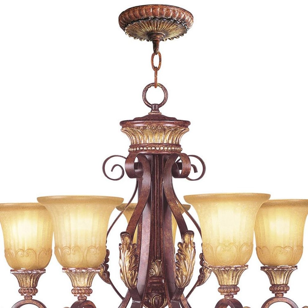 Bronze Six Light Metal Dimmable Chandelier With Shades HomeRoots