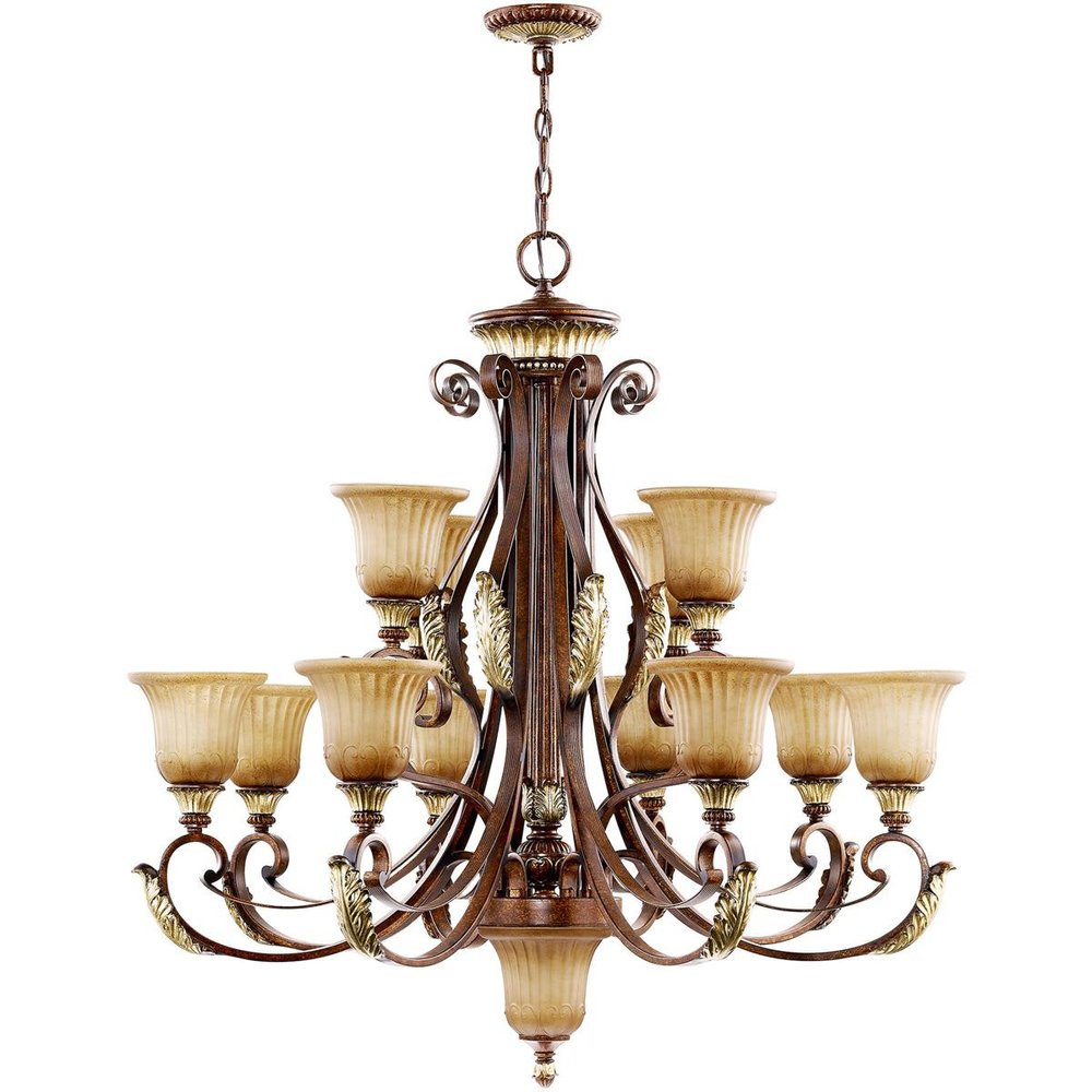Bronze Multi Light Metal Dimmable Chandelier With Shades HomeRoots