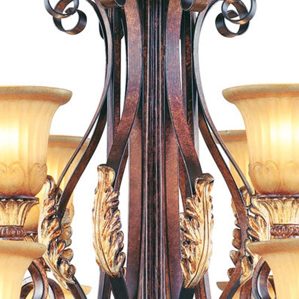Bronze Multi Light Metal Dimmable Chandelier With Shades HomeRoots