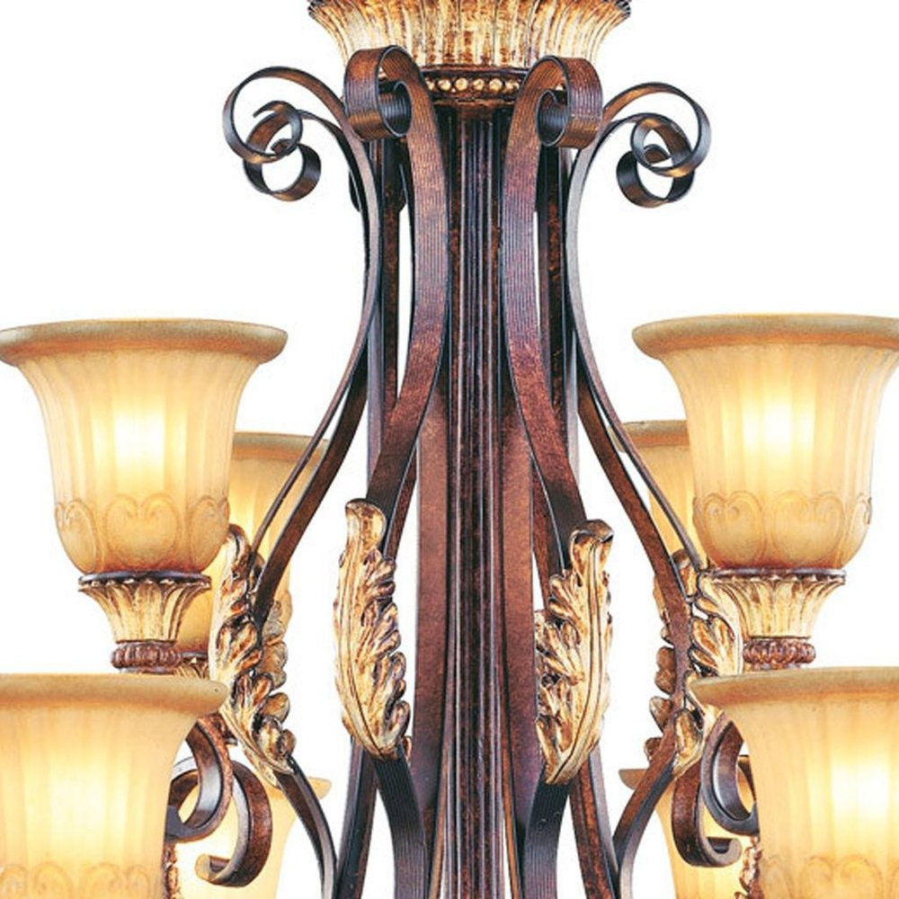 Bronze Multi Light Metal Dimmable Chandelier With Shades HomeRoots