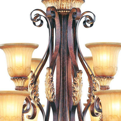 Bronze Multi Light Metal Dimmable Chandelier With Shades HomeRoots