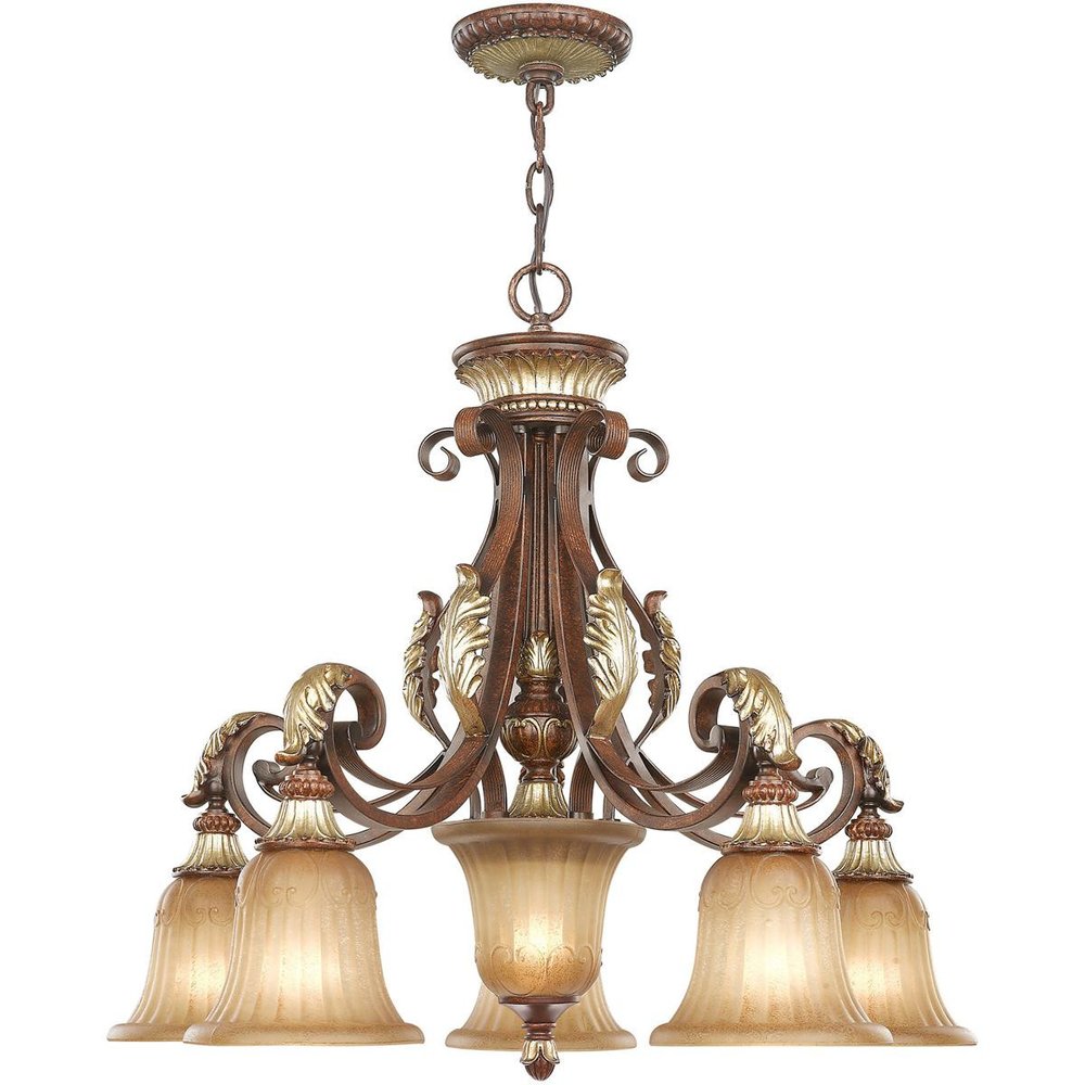 Bronze Six Light Metal Dimmable Chandelier With Shades HomeRoots