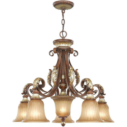 Bronze Six Light Metal Dimmable Chandelier With Shades HomeRoots