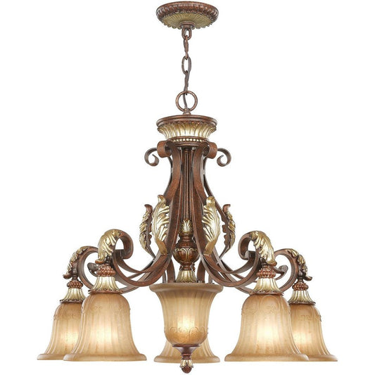 Bronze Six Light Metal Dimmable Chandelier With Shades HomeRoots