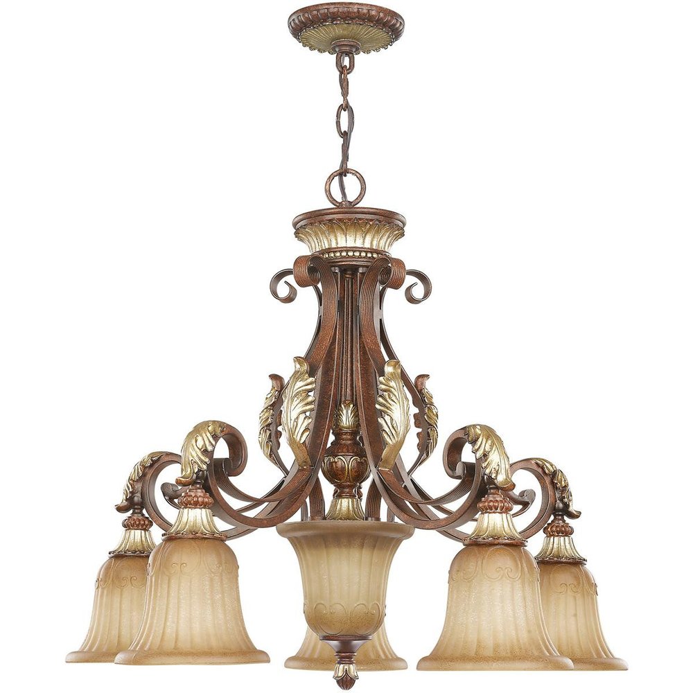 Bronze Six Light Metal Dimmable Chandelier With Shades HomeRoots