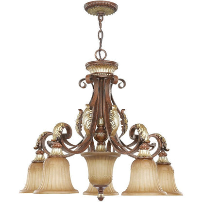 Bronze Six Light Metal Dimmable Chandelier With Shades HomeRoots