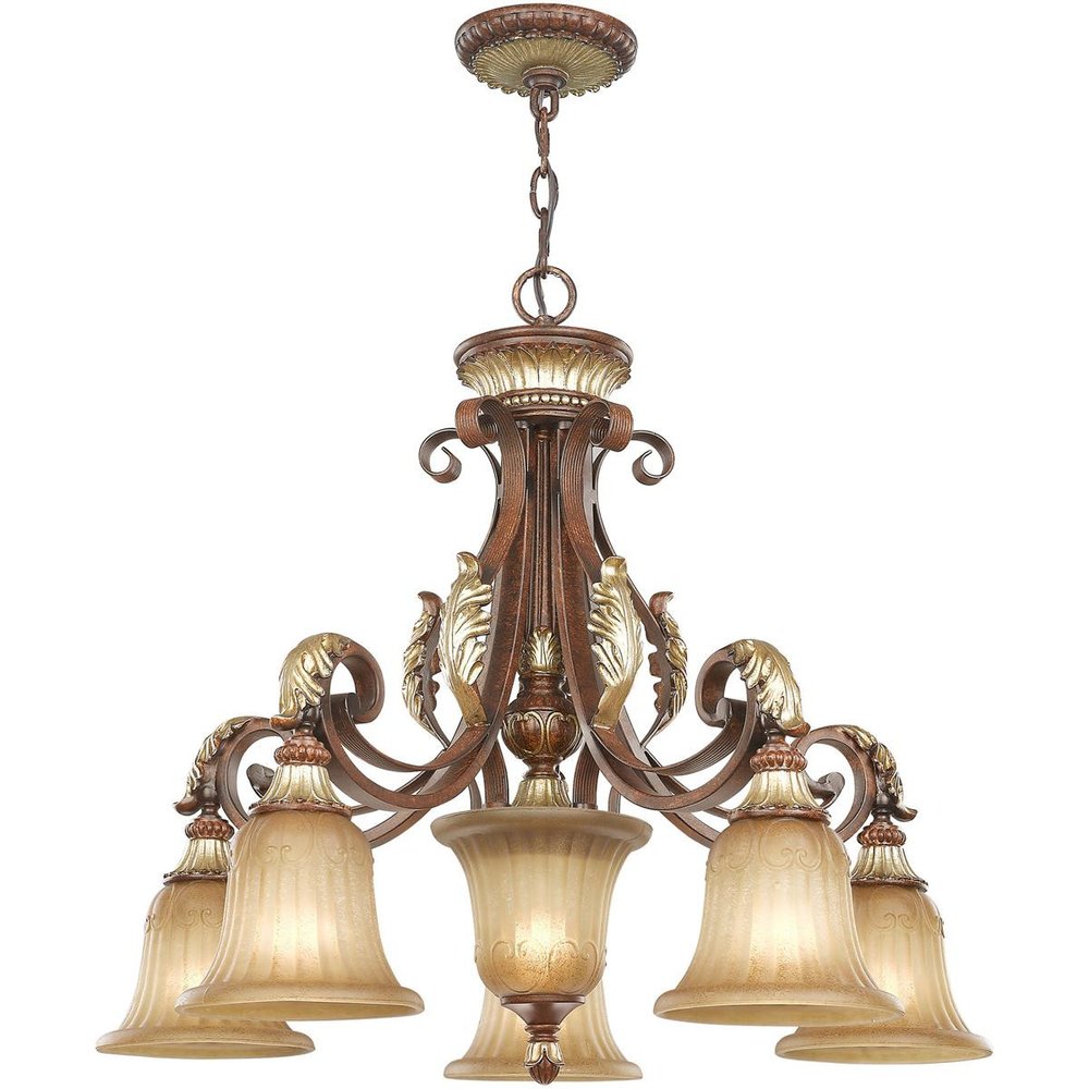 Bronze Six Light Metal Dimmable Chandelier With Shades HomeRoots