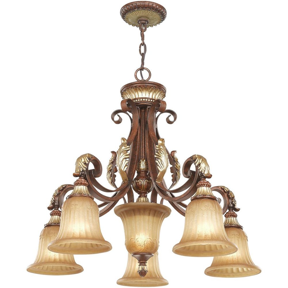 Bronze Six Light Metal Dimmable Chandelier With Shades HomeRoots