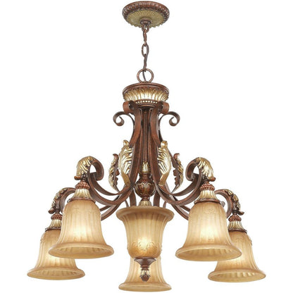 Bronze Six Light Metal Dimmable Chandelier With Shades HomeRoots