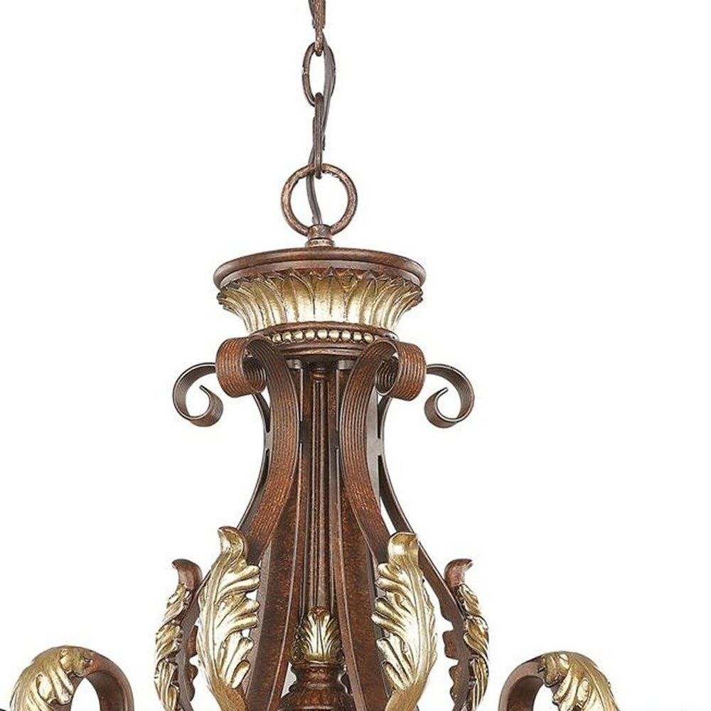 Bronze Six Light Metal Dimmable Chandelier With Shades HomeRoots