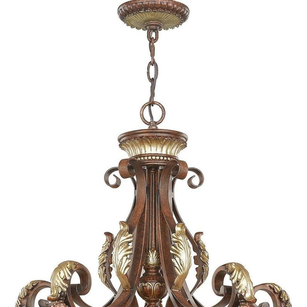 Bronze Six Light Metal Dimmable Chandelier With Shades HomeRoots