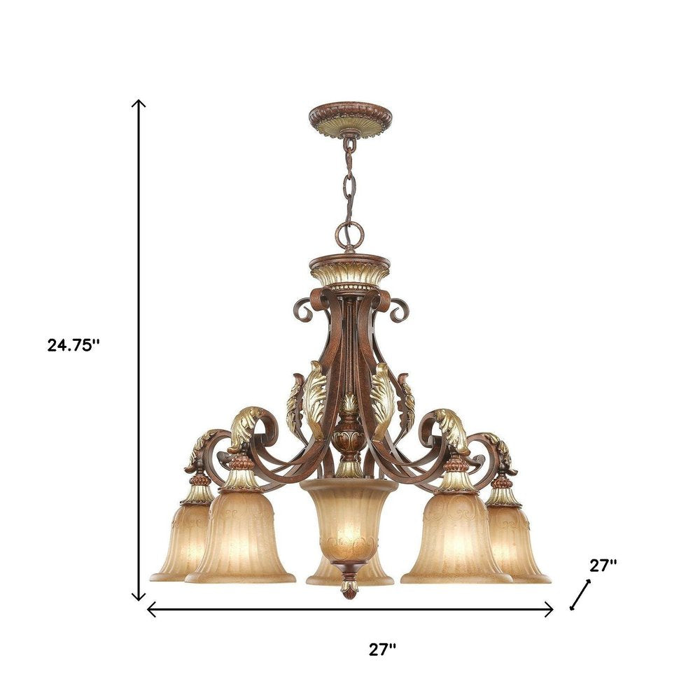 Bronze Six Light Metal Dimmable Chandelier With Shades HomeRoots