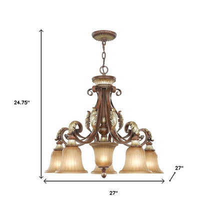 Bronze Six Light Metal Dimmable Chandelier With Shades HomeRoots