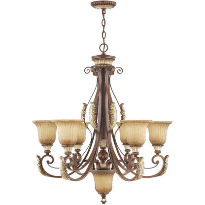 Bronze Seven Light Metal Dimmable Chandelier With Shades HomeRoots