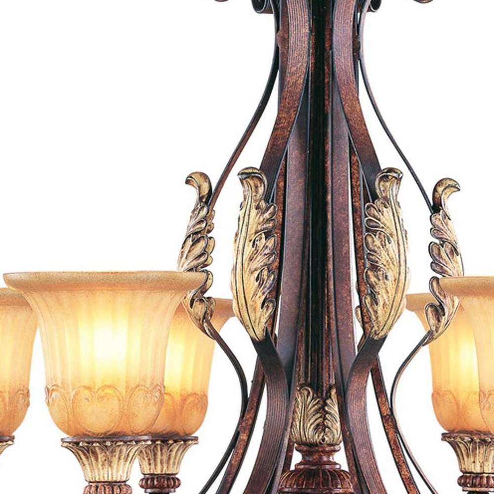 Bronze Seven Light Metal Dimmable Chandelier With Shades HomeRoots