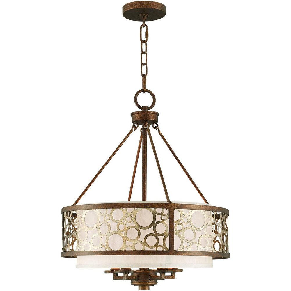Bronze Five Light Metal Dimmable Chandelier With Shades HomeRoots