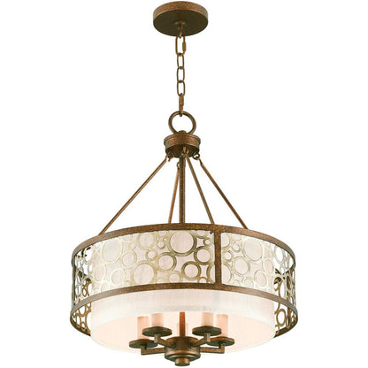 Bronze Five Light Metal Dimmable Chandelier With Shades HomeRoots