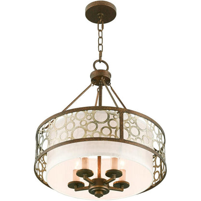 Bronze Five Light Metal Dimmable Chandelier With Shades HomeRoots