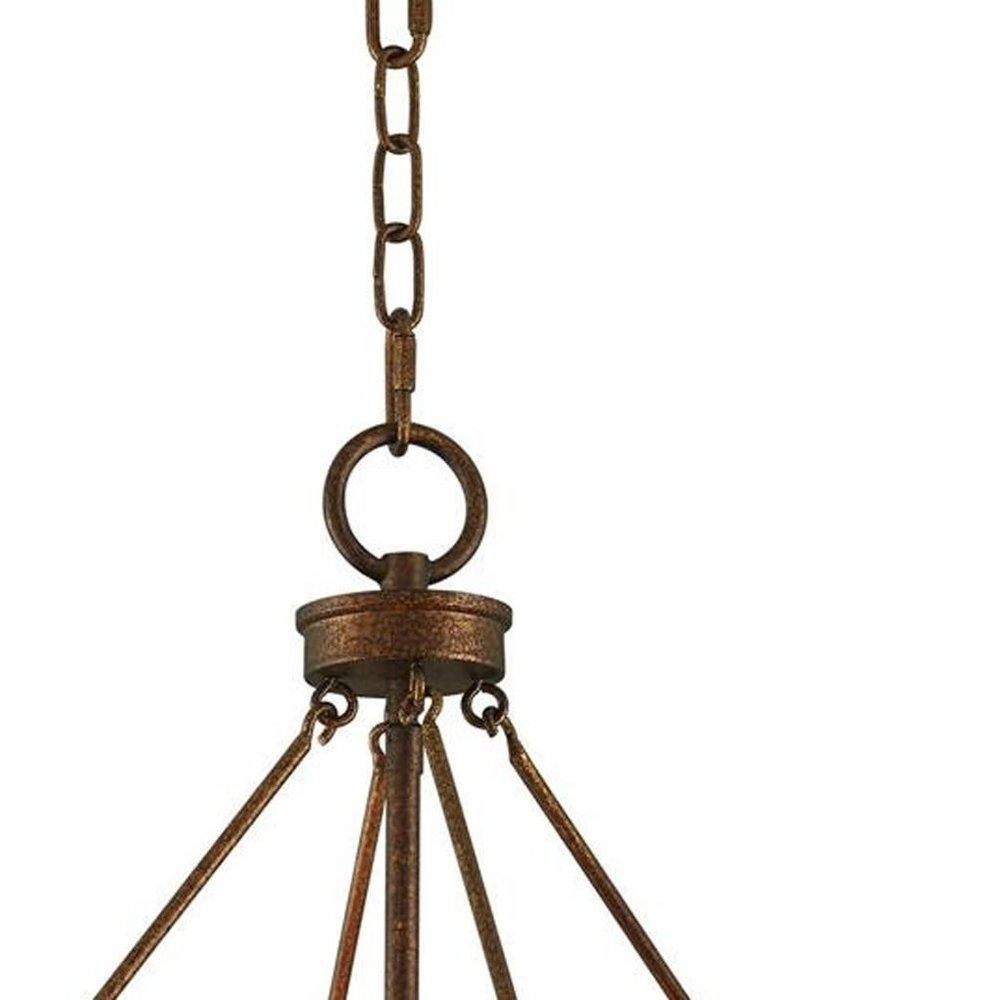 Bronze Five Light Metal Dimmable Chandelier With Shades HomeRoots