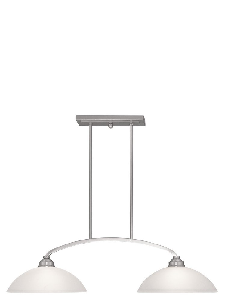 Nickel Two Light Metal Dimmable Chandelier With Shades HomeRoots
