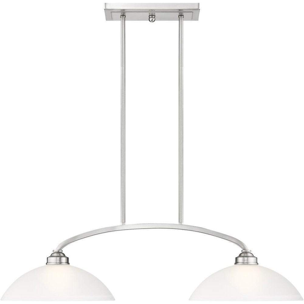 Nickel Two Light Metal Dimmable Chandelier With Shades HomeRoots