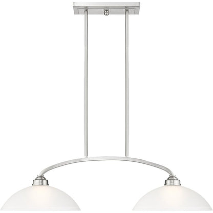 Nickel Two Light Metal Dimmable Chandelier With Shades HomeRoots