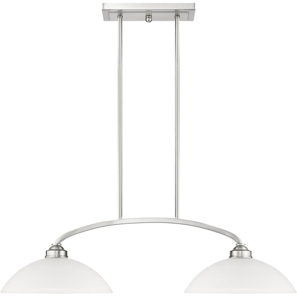 Nickel Two Light Metal Dimmable Chandelier With Shades HomeRoots