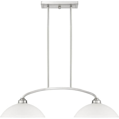 Nickel Two Light Metal Dimmable Chandelier With Shades HomeRoots