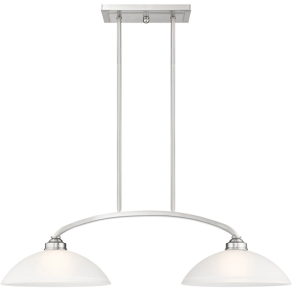 Nickel Two Light Metal Dimmable Chandelier With Shades HomeRoots