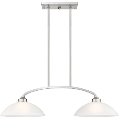 Nickel Two Light Metal Dimmable Chandelier With Shades HomeRoots