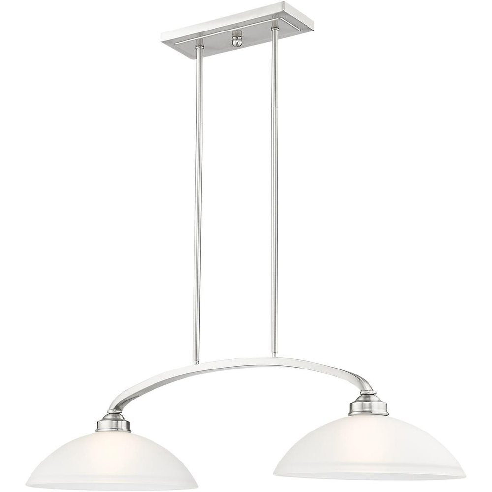 Nickel Two Light Metal Dimmable Chandelier With Shades HomeRoots