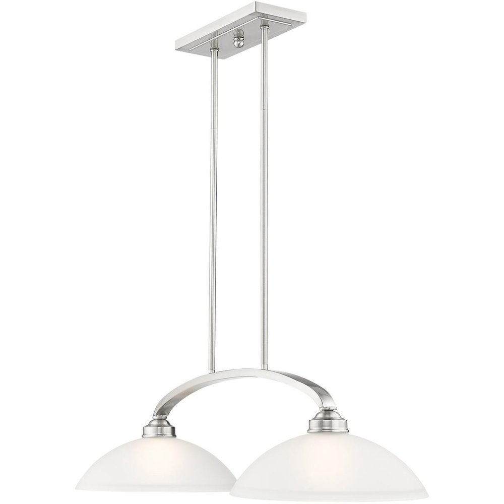 Nickel Two Light Metal Dimmable Chandelier With Shades HomeRoots