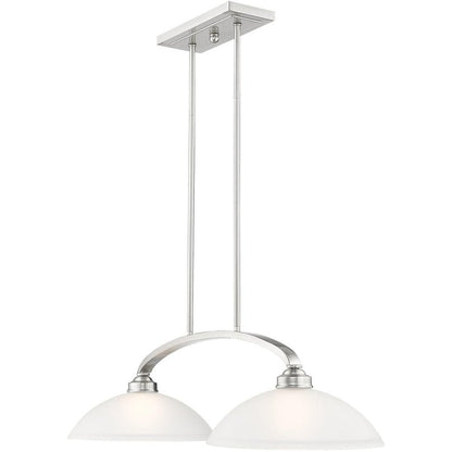 Nickel Two Light Metal Dimmable Chandelier With Shades HomeRoots