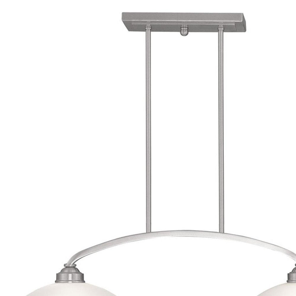 Nickel Two Light Metal Dimmable Chandelier With Shades HomeRoots