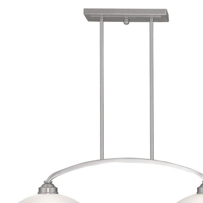 Nickel Two Light Metal Dimmable Chandelier With Shades HomeRoots