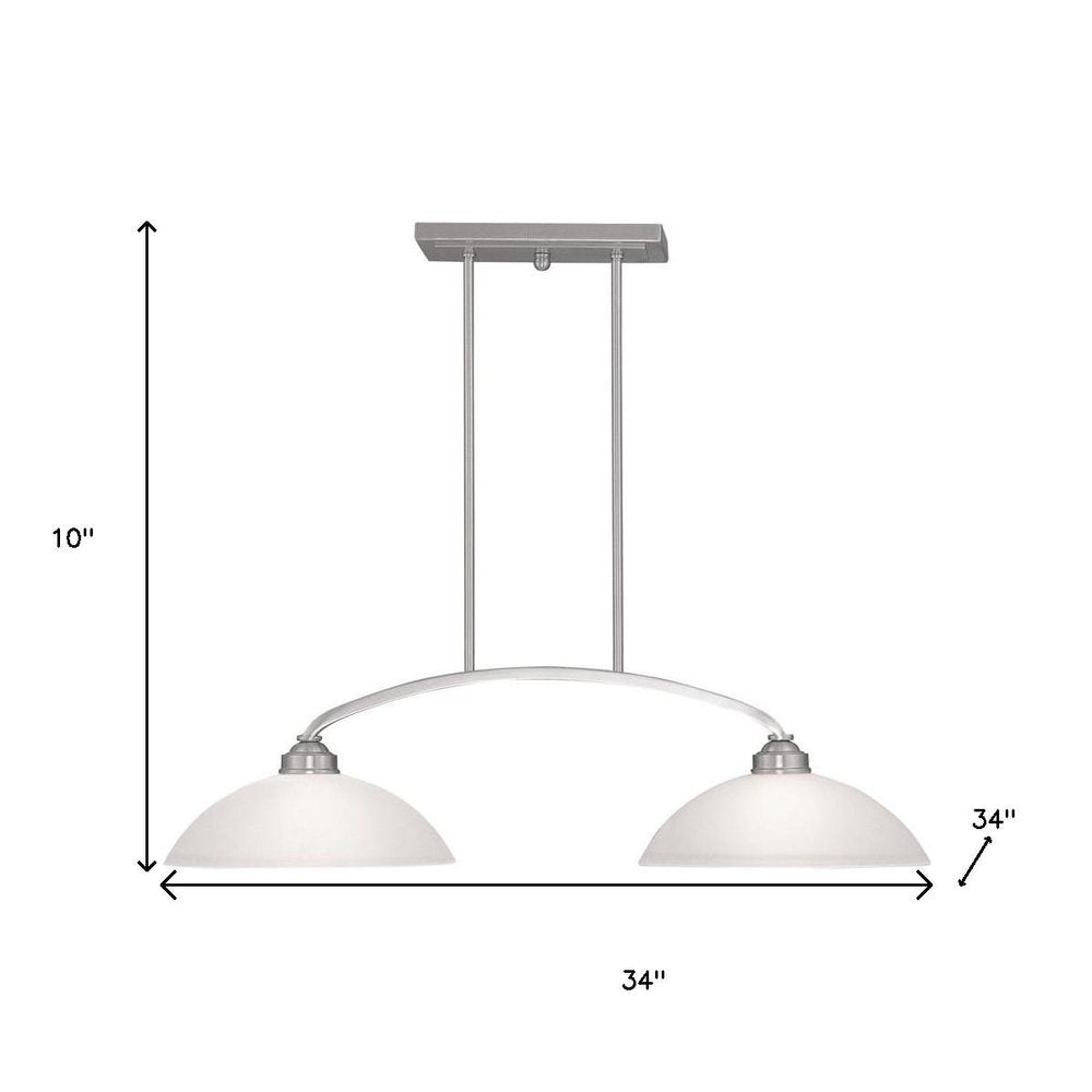 Nickel Two Light Metal Dimmable Chandelier With Shades HomeRoots