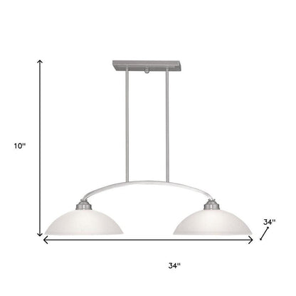 Nickel Two Light Metal Dimmable Chandelier With Shades HomeRoots
