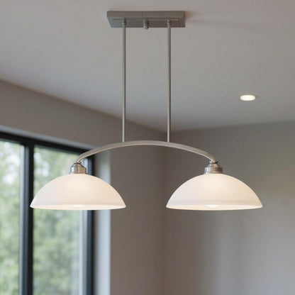 Nickel Two Light Metal Dimmable Chandelier With Shades HomeRoots