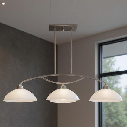 Nickel Three Light Metal Dimmable Chandelier With Shades HomeRoots