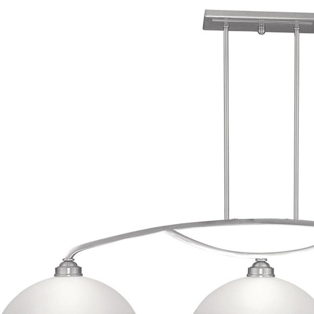 Nickel Three Light Metal Dimmable Chandelier With Shades HomeRoots