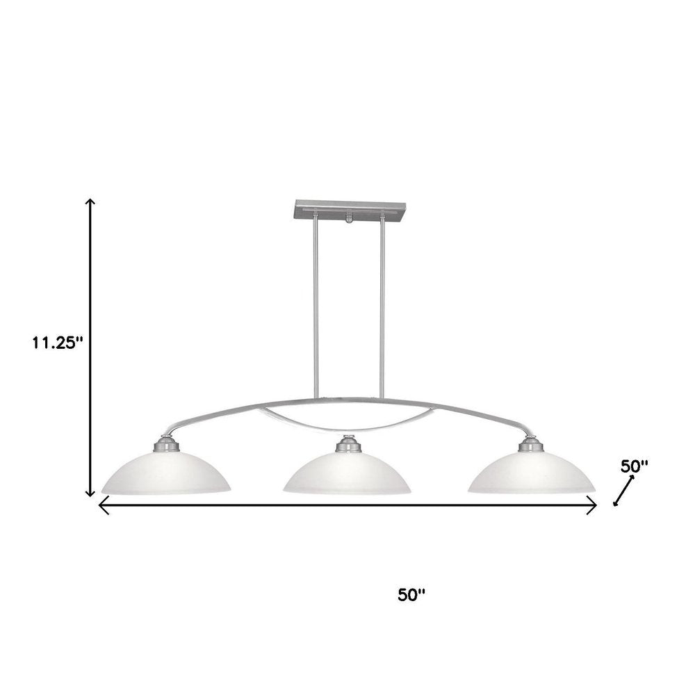 Nickel Three Light Metal Dimmable Chandelier With Shades HomeRoots