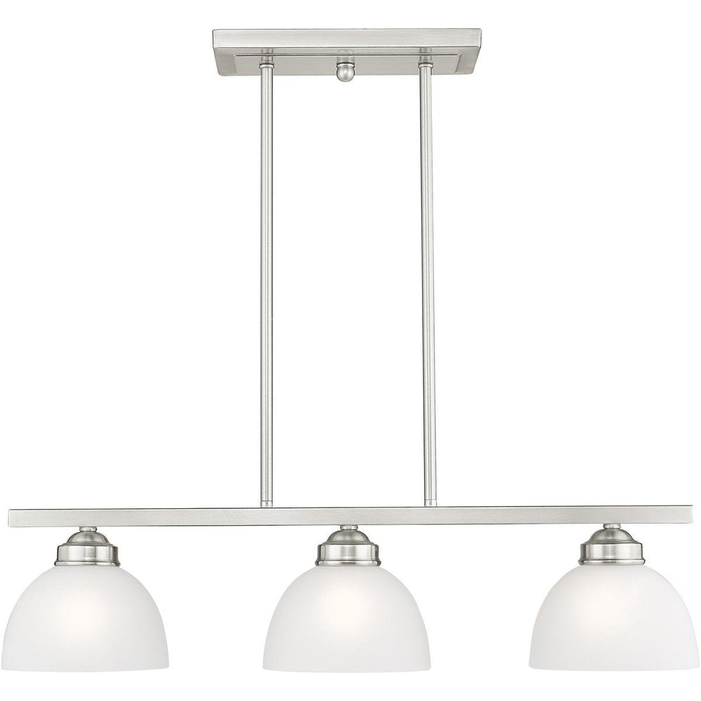 Nickel Three Light Metal Dimmable Chandelier With Shades HomeRoots