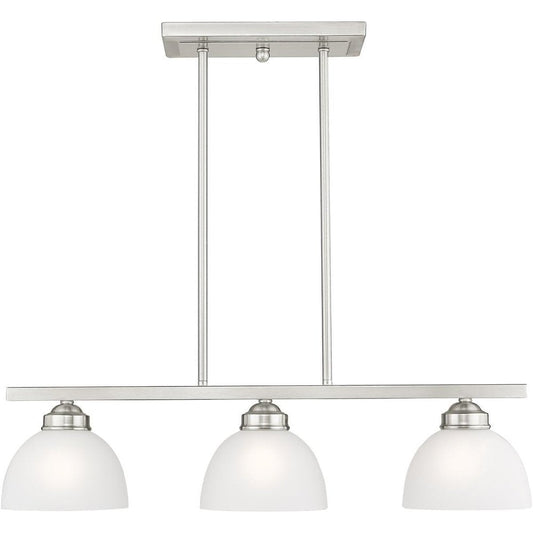 Nickel Three Light Metal Dimmable Chandelier With Shades HomeRoots