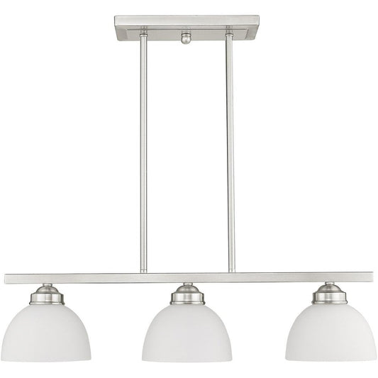 Nickel Three Light Metal Dimmable Chandelier With Shades HomeRoots