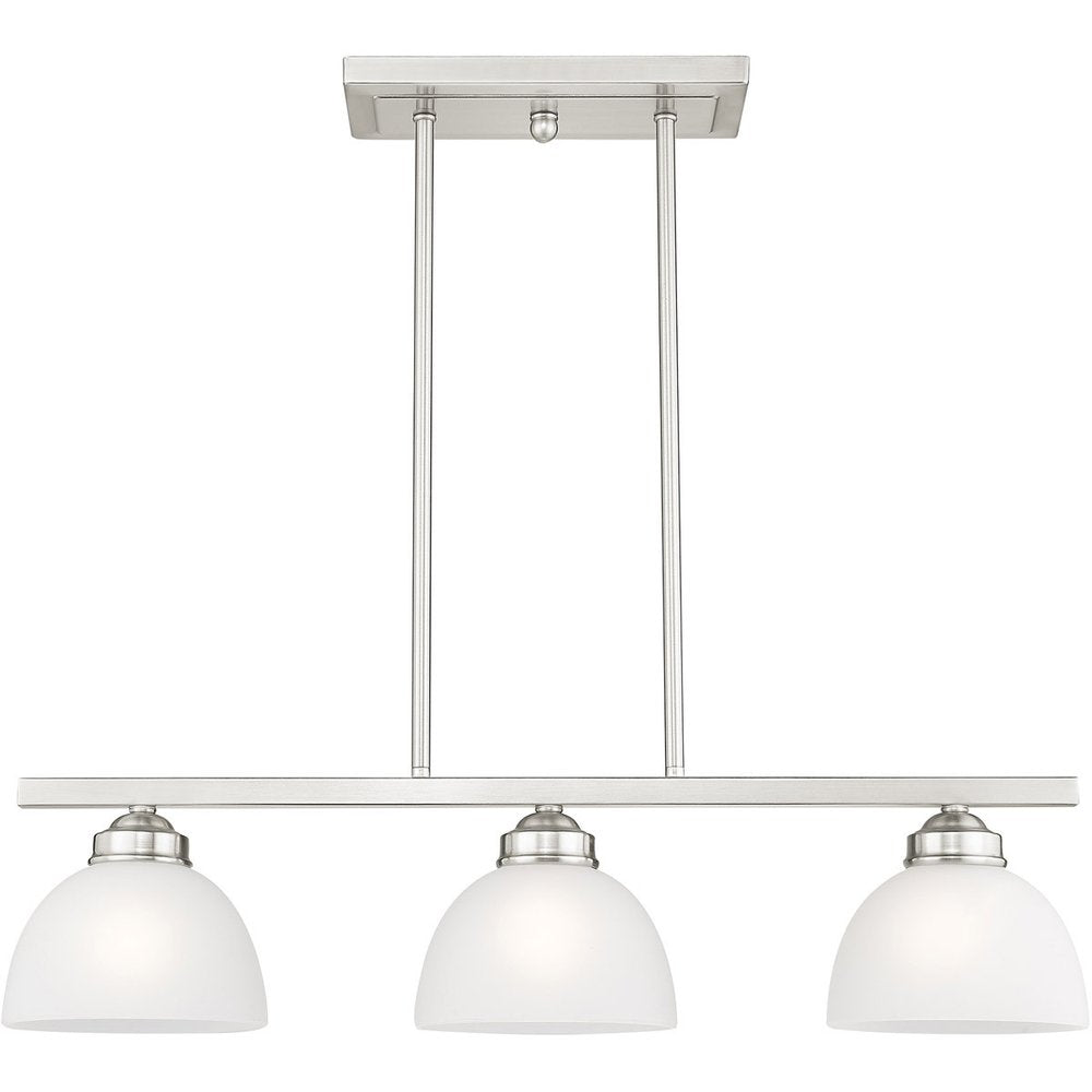 Nickel Three Light Metal Dimmable Chandelier With Shades HomeRoots
