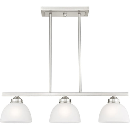 Nickel Three Light Metal Dimmable Chandelier With Shades HomeRoots