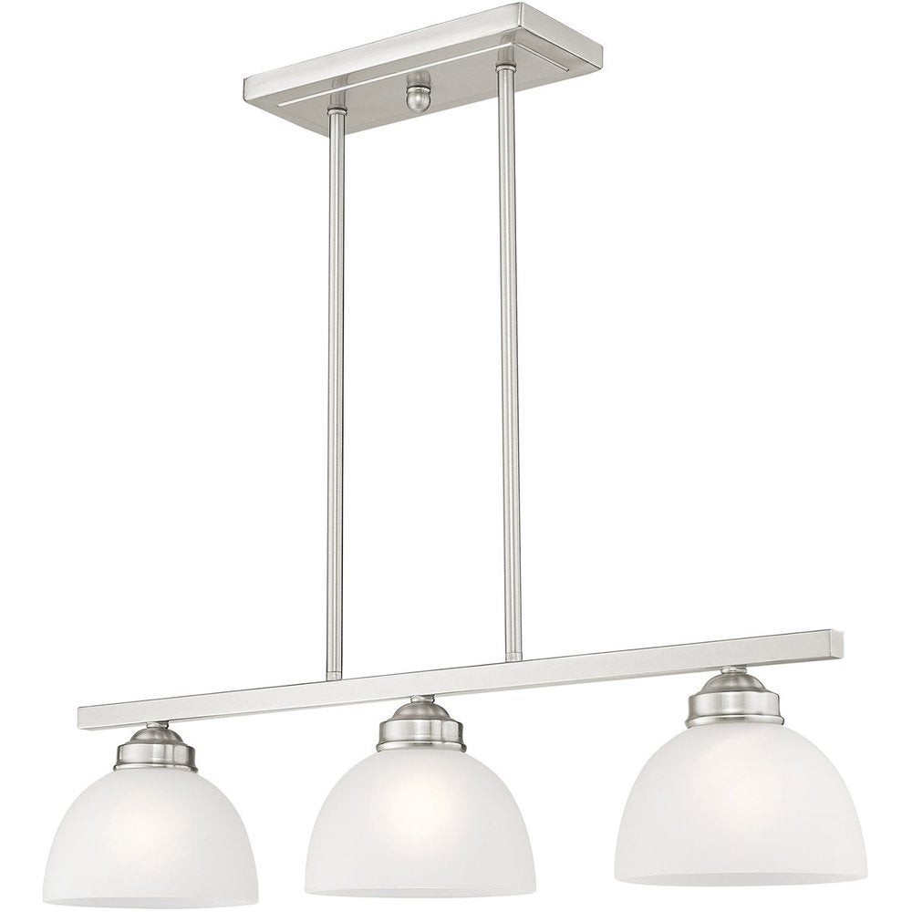 Nickel Three Light Metal Dimmable Chandelier With Shades HomeRoots