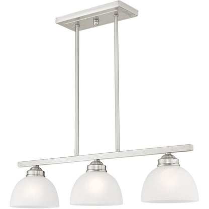 Nickel Three Light Metal Dimmable Chandelier With Shades HomeRoots