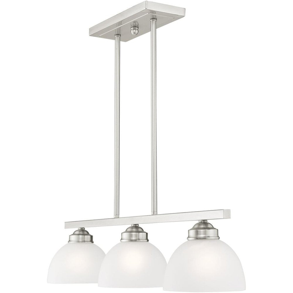 Nickel Three Light Metal Dimmable Chandelier With Shades HomeRoots