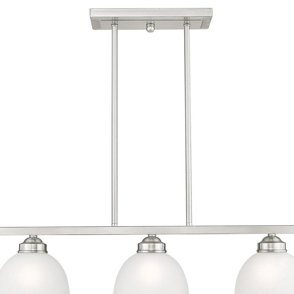 Nickel Three Light Metal Dimmable Chandelier With Shades HomeRoots